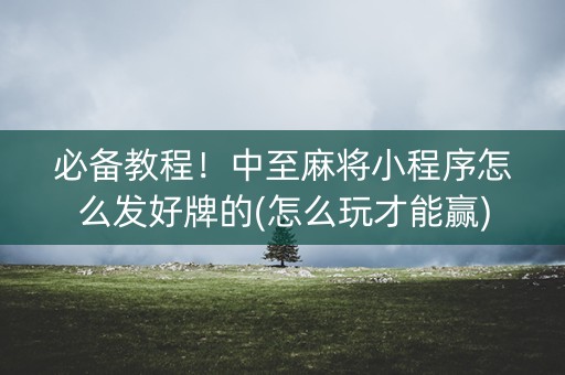 必备教程！中至麻将小程序怎么发好牌的(怎么玩才能赢)