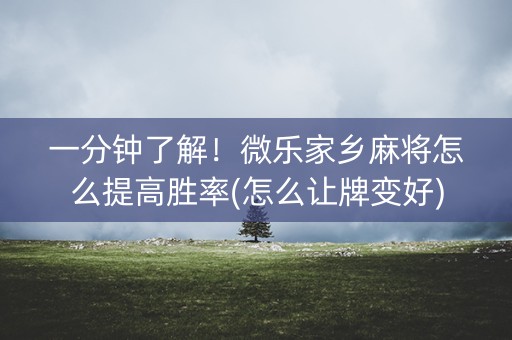 一分钟了解！微乐家乡麻将怎么提高胜率(怎么让牌变好)