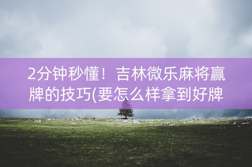 2分钟秒懂！吉林微乐麻将赢牌的技巧(要怎么样拿到好牌)