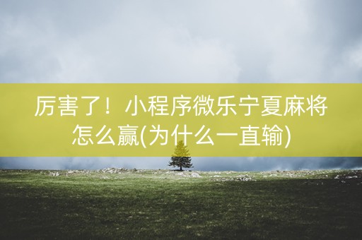 厉害了！小程序微乐宁夏麻将怎么赢(为什么一直输)