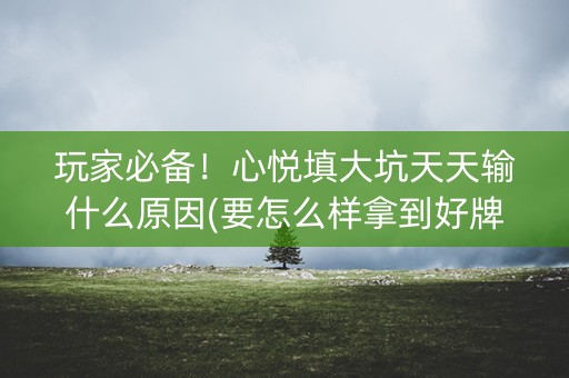 玩家必备！心悦填大坑天天输什么原因(要怎么样拿到好牌)