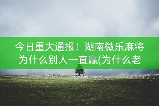 今日重大通报！湖南微乐麻将为什么别人一直赢(为什么老是输)