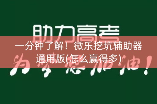 一分钟了解！微乐挖坑辅助器通用版(怎么赢得多)