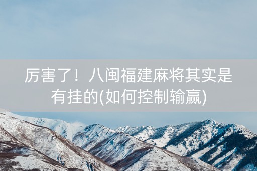 厉害了！八闽福建麻将其实是有挂的(如何控制输赢)