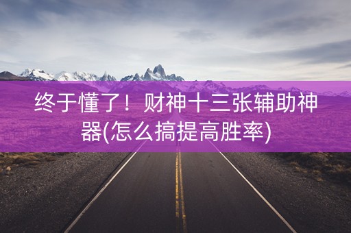 终于懂了！财神十三张辅助神器(怎么搞提高胜率)