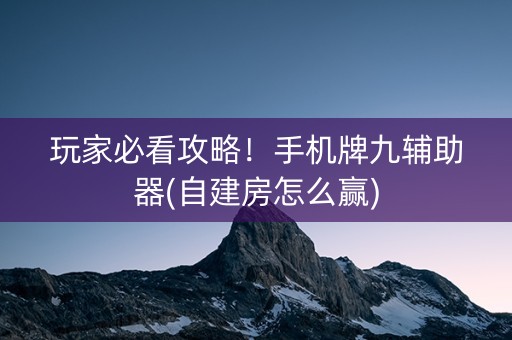 玩家必看攻略！手机牌九辅助器(自建房怎么赢)