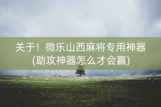 关于！微乐山西麻将专用神器(助攻神器怎么才会赢)