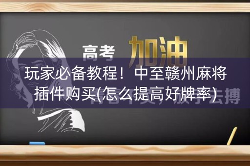 玩家必备教程！中至赣州麻将插件购买(怎么提高好牌率)
