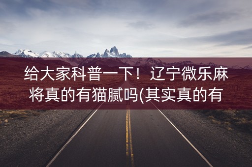 给大家科普一下！辽宁微乐麻将真的有猫腻吗(其实真的有挂)