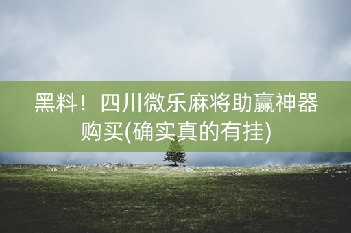 黑料！四川微乐麻将助赢神器购买(确实真的有挂)