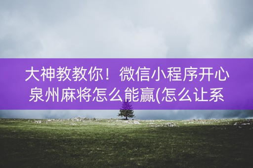 大神教教你！微信小程序开心泉州麻将怎么能赢(怎么让系统给好牌)