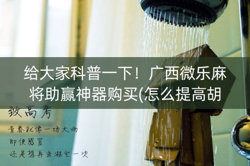 给大家科普一下！广西微乐麻将助赢神器购买(怎么提高胡牌率)