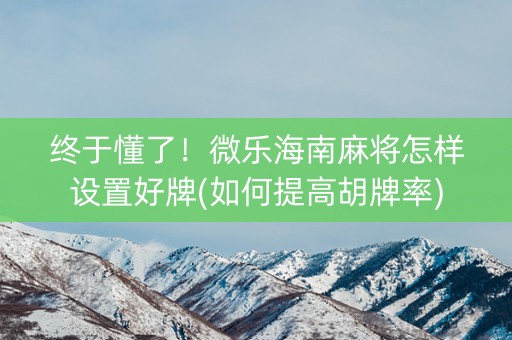 终于懂了！微乐海南麻将怎样设置好牌(如何提高胡牌率)