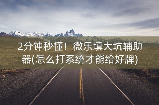 2分钟秒懂！微乐填大坑辅助器(怎么打系统才能给好牌)