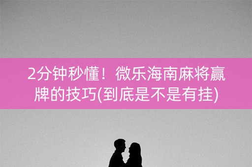 2分钟秒懂！微乐海南麻将赢牌的技巧(到底是不是有挂)