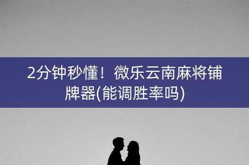2分钟秒懂！微乐云南麻将铺牌器(能调胜率吗)