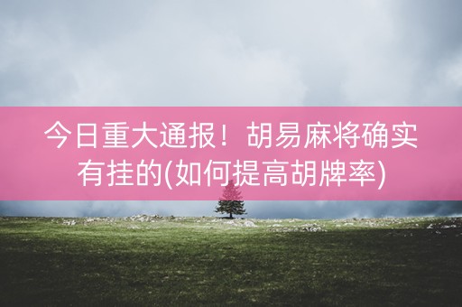 今日重大通报！胡易麻将确实有挂的(如何提高胡牌率)