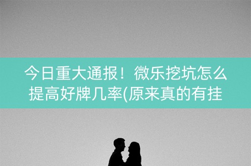 今日重大通报！微乐挖坑怎么提高好牌几率(原来真的有挂)