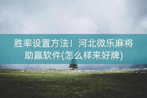 胜率设置方法！河北微乐麻将助赢软件(怎么样来好牌)