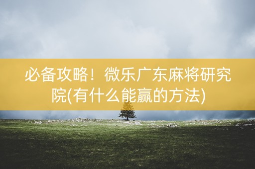 必备攻略！微乐广东麻将研究院(有什么能赢的方法)