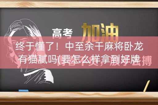 终于懂了！中至余干麻将卧龙有猫腻吗(要怎么样拿到好牌)