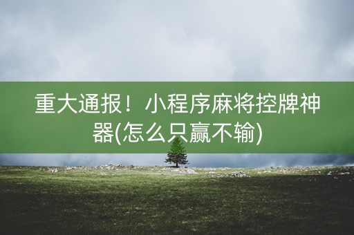 重大通报！小程序麻将控牌神器(怎么只赢不输)