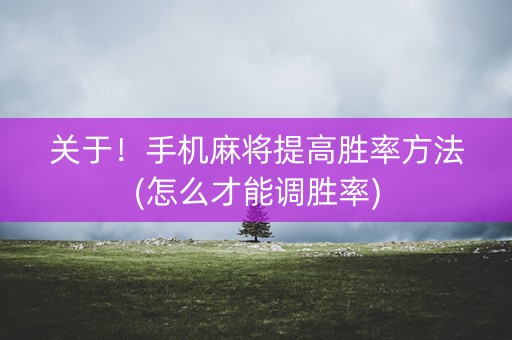关于！手机麻将提高胜率方法(怎么才能调胜率)