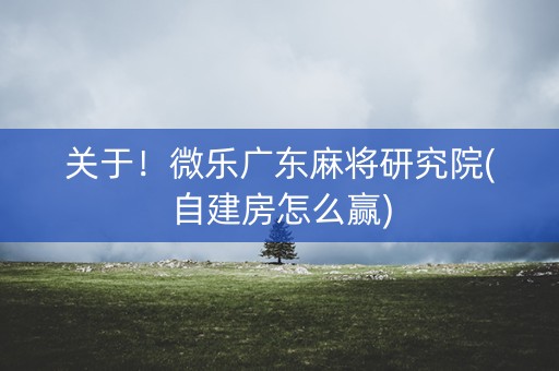 关于！微乐广东麻将研究院(自建房怎么赢)
