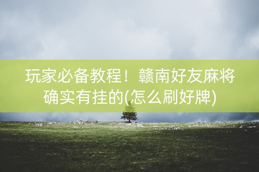 玩家必备教程！赣南好友麻将确实有挂的(怎么刷好牌)