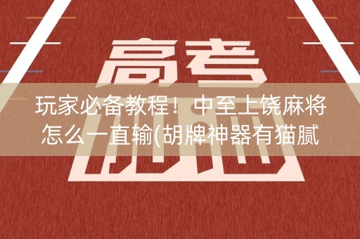 玩家必备教程！中至上饶麻将怎么一直输(胡牌神器有猫腻吗)