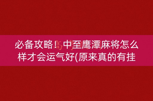 必备攻略！中至鹰潭麻将怎么样才会运气好(原来真的有挂)