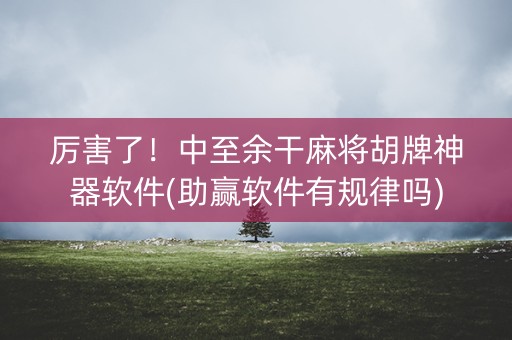 厉害了！中至余干麻将胡牌神器软件(助赢软件有规律吗)