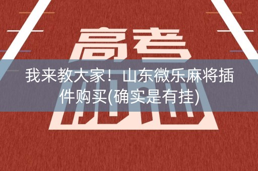 我来教大家！山东微乐麻将插件购买(确实是有挂)