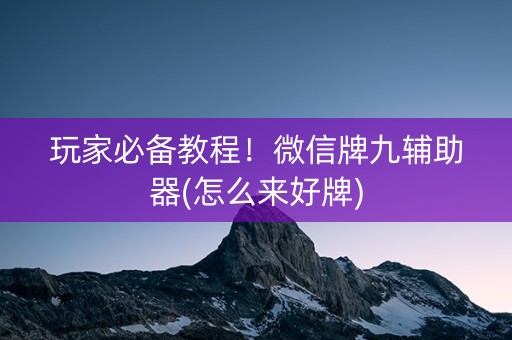 玩家必备教程！微信牌九辅助器(怎么来好牌)