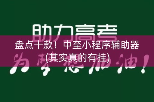 盘点十款！中至小程序辅助器(其实真的有挂)