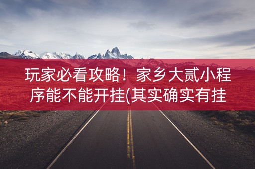 玩家必看攻略！家乡大贰小程序能不能开挂(其实确实有挂)