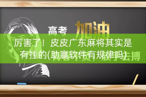 厉害了！皮皮广东麻将其实是有挂的(助赢软件有规律吗)