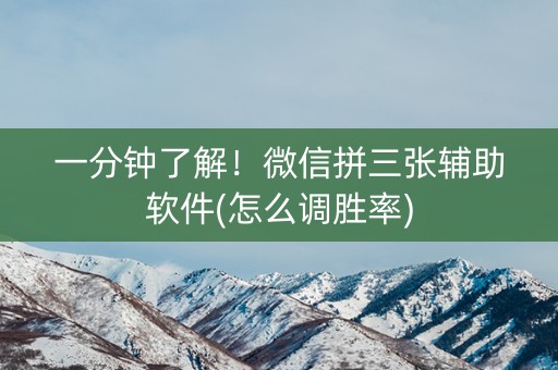 一分钟了解！微信拼三张辅助软件(怎么调胜率)