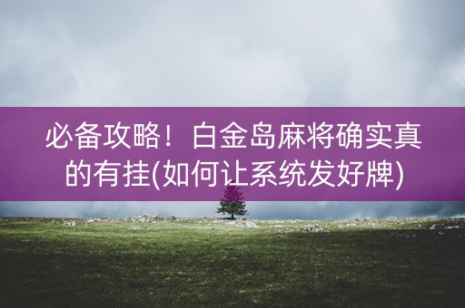 必备攻略！白金岛麻将确实真的有挂(如何让系统发好牌)