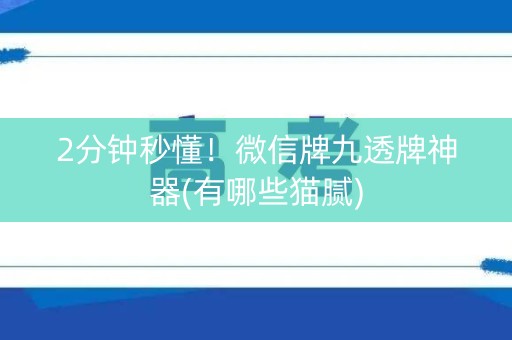 2分钟秒懂！微信牌九透牌神器(有哪些猫腻)