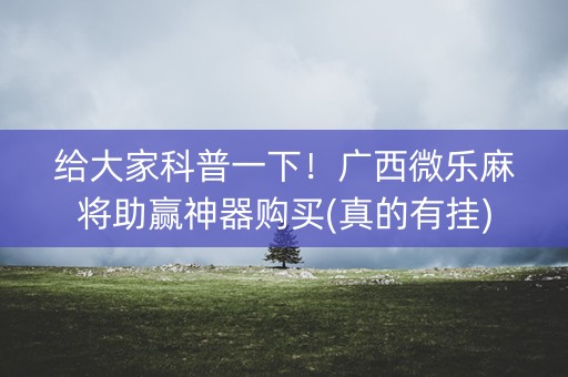 给大家科普一下！广西微乐麻将助赢神器购买(真的有挂)