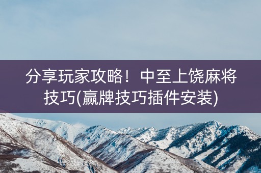 分享玩家攻略！中至上饶麻将技巧(赢牌技巧插件安装)