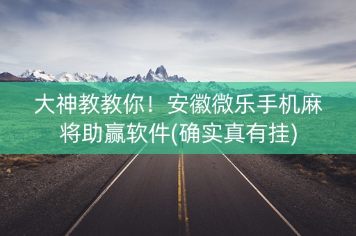 大神教教你！安徽微乐手机麻将助赢软件(确实真有挂)