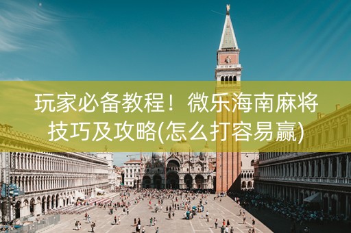 玩家必备教程！微乐海南麻将技巧及攻略(怎么打容易赢)