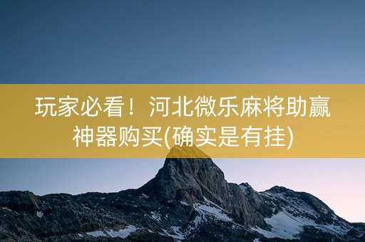 玩家必看！河北微乐麻将助赢神器购买(确实是有挂)