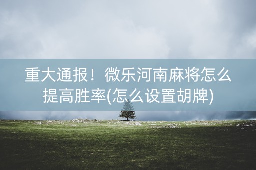 重大通报！微乐河南麻将怎么提高胜率(怎么设置胡牌)