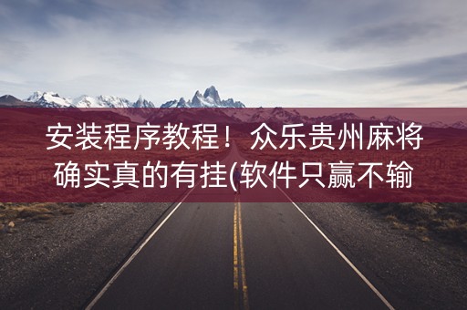安装程序教程！众乐贵州麻将确实真的有挂(软件只赢不输)