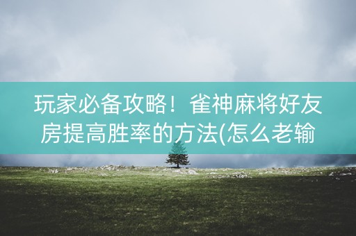 玩家必备攻略！雀神麻将好友房提高胜率的方法(怎么老输必备神器)