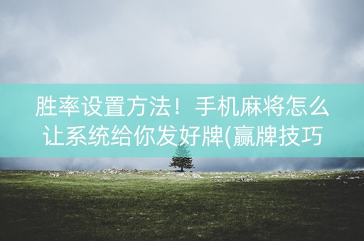 胜率设置方法！手机麻将怎么让系统给你发好牌(赢牌技巧插件安装)