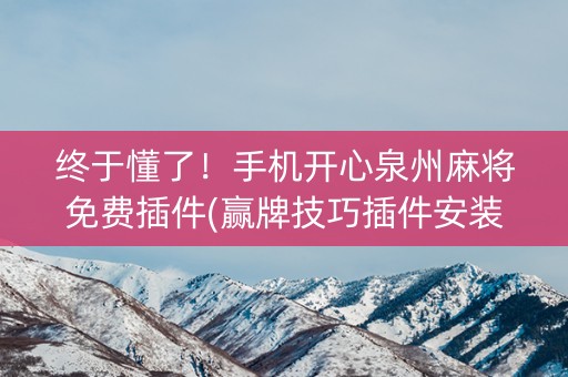 终于懂了！手机开心泉州麻将免费插件(赢牌技巧插件安装)